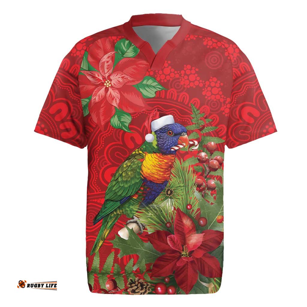 Aussie Rainbow lorikeet Rugby Jersey Aboriginal Inspired Christmas LT9