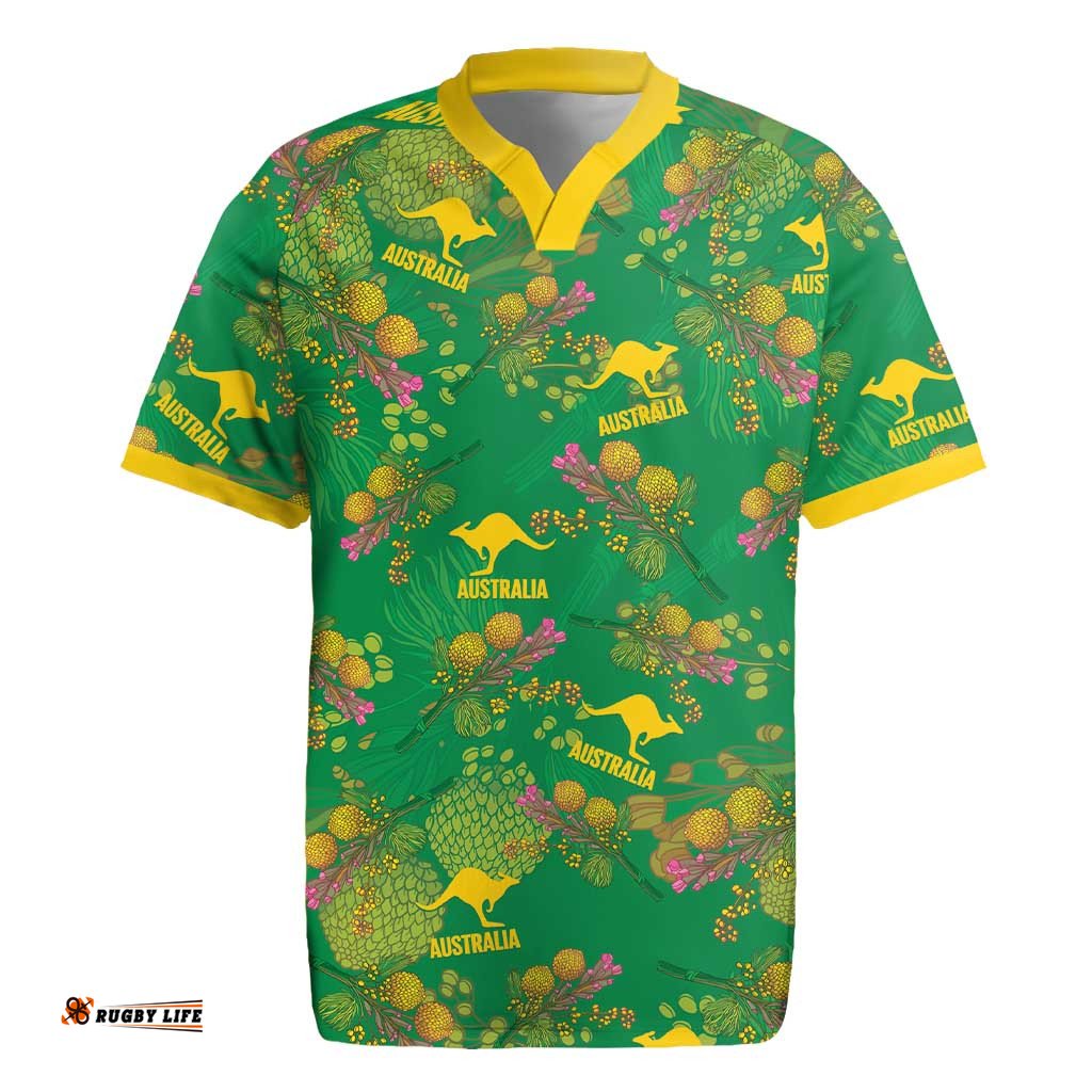 Australia Billy Buttons Rugby Jersey Aussie Pycnosorus Kangaroo Seamless Style LT14