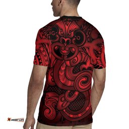 Aotearoa Maori Hei Tiki Rugby Jersey Whero Kowhaiwhai Puhoro Motif LT9
