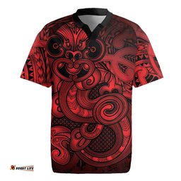 Aotearoa Maori Hei Tiki Rugby Jersey Whero Kowhaiwhai Puhoro Motif LT9