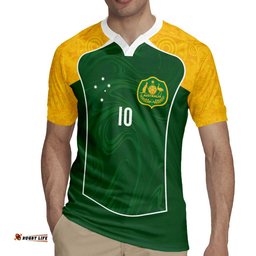 Custom Australia Football Rugby Jersey Aboriginal Pattern Sporty Style-Green Color LT03