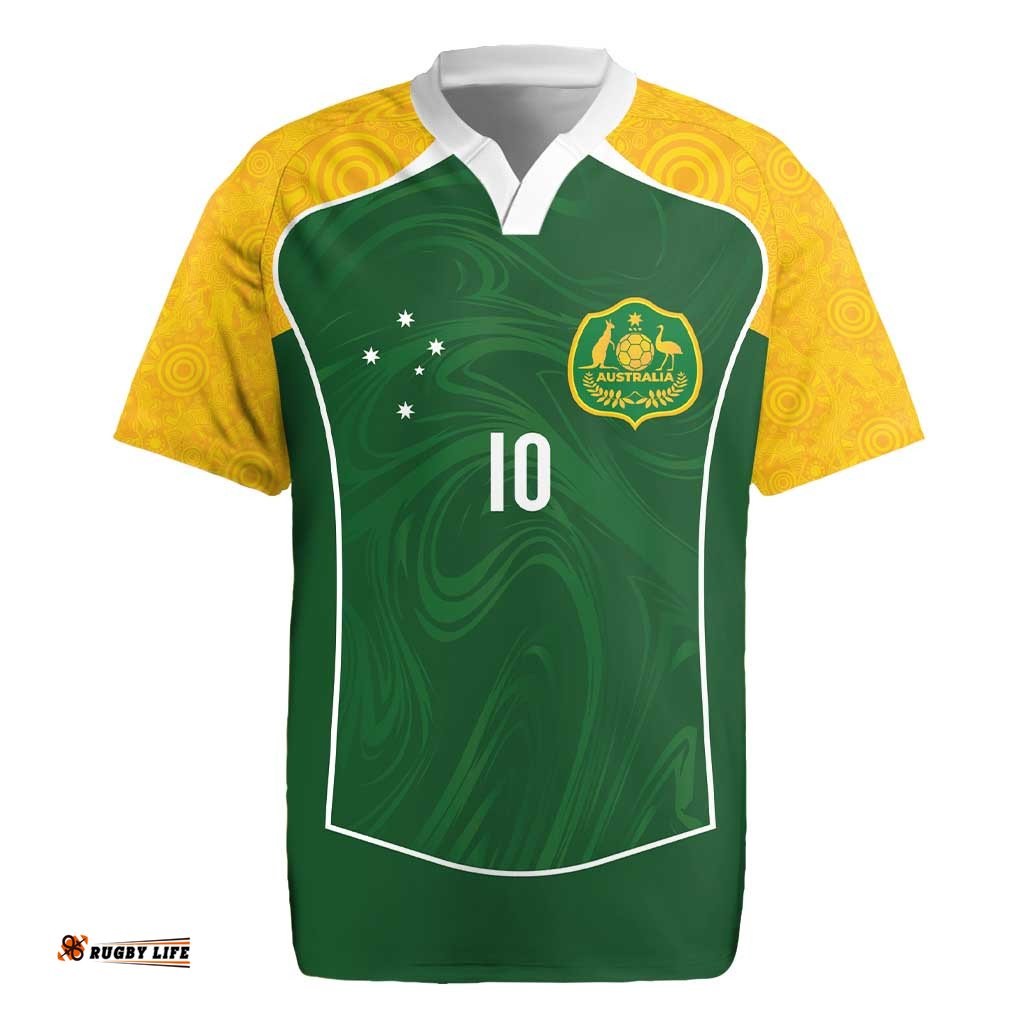 Custom Australia Football Rugby Jersey Aboriginal Pattern Sporty Style-Green Color LT03
