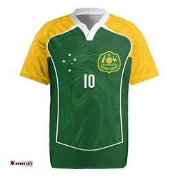 Custom Australia Football Rugby Jersey Aboriginal Pattern Sporty Style-Green Color LT03