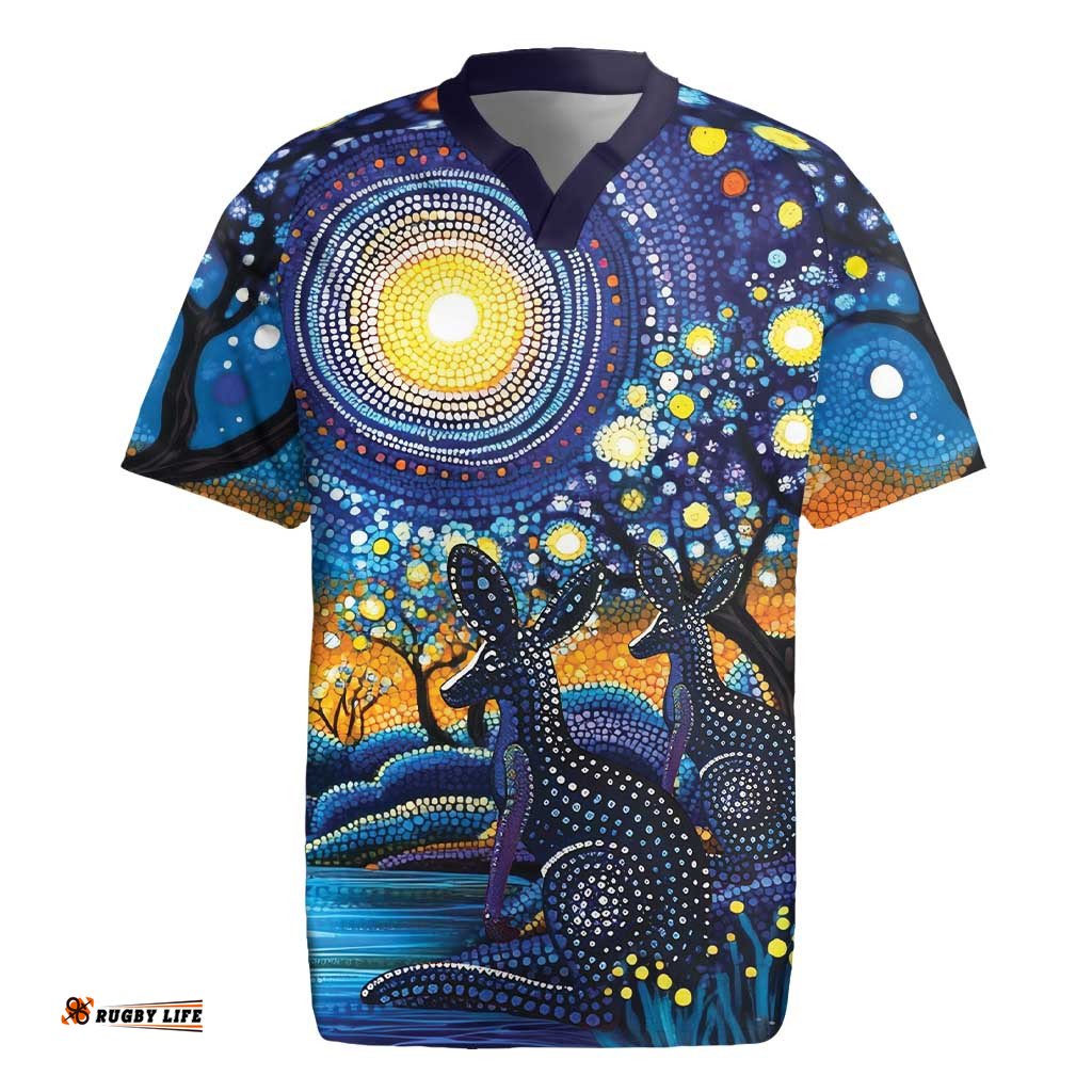 Australian Night Sky Landscape Rugby Jersey Aboriginal Dreamtime Story LT9