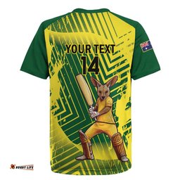 Custom Australia Cricket Rugby Jersey Aussie Baggy Greens - Kangaroo Mascot Style LT14