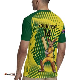 Custom Australia Cricket Rugby Jersey Aussie Baggy Greens - Kangaroo Mascot Style LT14