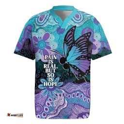Australia Indigenous Teal Purple Contemporary Aboriginal Art Rugby Jersey Hope Is Real LT7