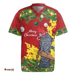 Australia Gang-gang Cockatoo Christmas Rugby Jersey Callocephalon Fimbriatum Golden Wattle Red LT14