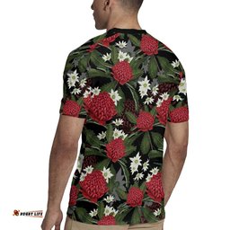 Australia Waratah Flannel Flower Rugby Jersey Aussie Native Flowers Seamless Stylized LT14