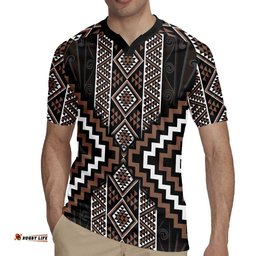 Classic Tukutuku Pattern Aotearoa Rugby Jersey Niho Taniwha and Puhoro Motifs LT7
