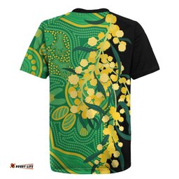 Australia Golden Wattle Rugby Jersey Aussie Native Flowers Indigenous Art LT14
