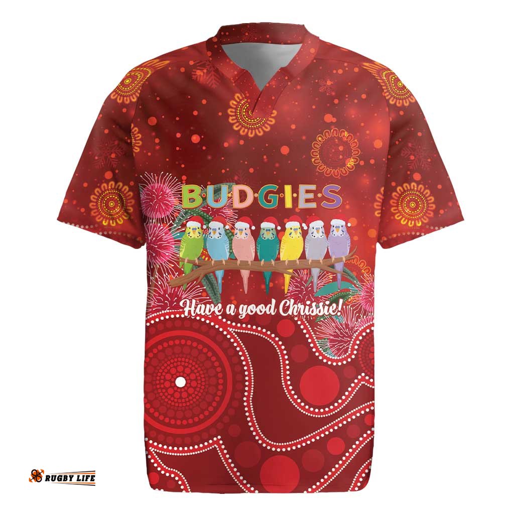 Australia Budgerigar Christmas Personalised Rugby Jersey Budgies Hakea Have A Good Chrissie LT14