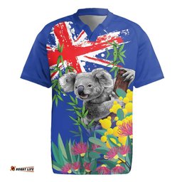 Australia Day Koala Rugby Jersey Aussie Aussie Aussie Oi Oi Oi Blue Color LT9