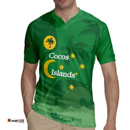 Australia Cocos Keeling Islands Rugby Jersey Southern Cross Palm Tree Pattern LT14