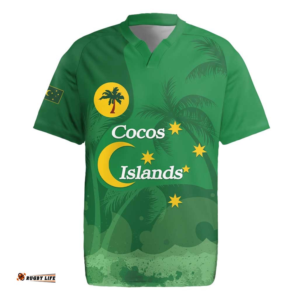 Australia Cocos Keeling Islands Rugby Jersey Southern Cross Palm Tree Pattern LT14