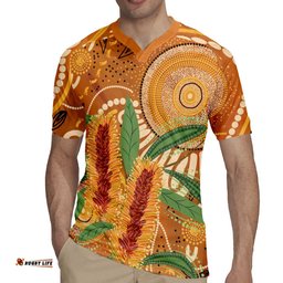 Australia Bottlebrush Rugby Jersey Callistemon Aussie Native Flowers Indigenous Art LT14