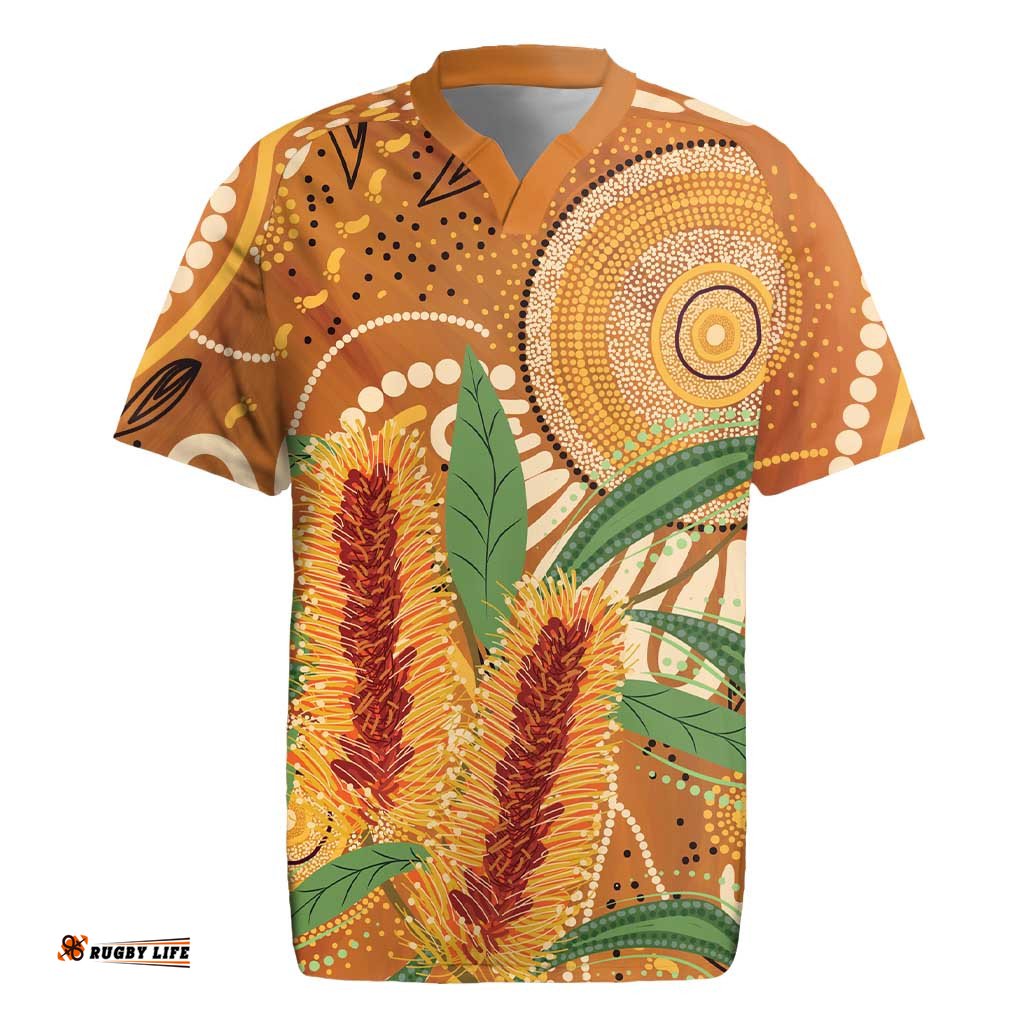 Australia Bottlebrush Rugby Jersey Callistemon Aussie Native Flowers Indigenous Art LT14
