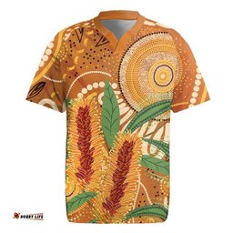 Australia Bottlebrush Rugby Jersey Callistemon Aussie Native Flowers Indigenous Art LT14