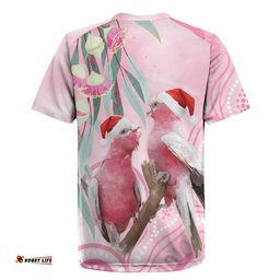 Australia Funny Pink Galah Christmas Rugby Jersey Aboriginal Eucalyptus Blossoms Watercolor LT14