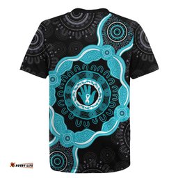 Australia Ovarian Cancer Awareness Rugby Jersey Brave Strong Teal Ribbon Aboriginal Art LT14