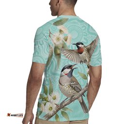 Australia Red Wattlebird Rugby Jersey Eucalyptus Alba Indigenous Art LT14