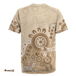 Beige Lizards Australia Rugby Jersey Boomerang Indigenous Art LT14