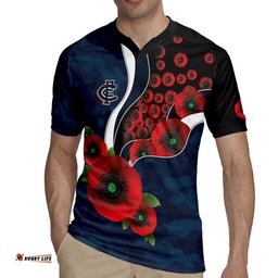 Carlton Blues ANZAC Personalised Rugby Jersey Lest We Forget Poppy Camo LT9