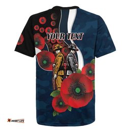 Carlton Blues ANZAC Personalised Rugby Jersey Lest We Forget Poppy Camo LT9