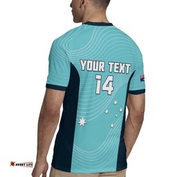 Custom Bowls Australia Rugby Jersey Teal Color Curve Sporty LT14