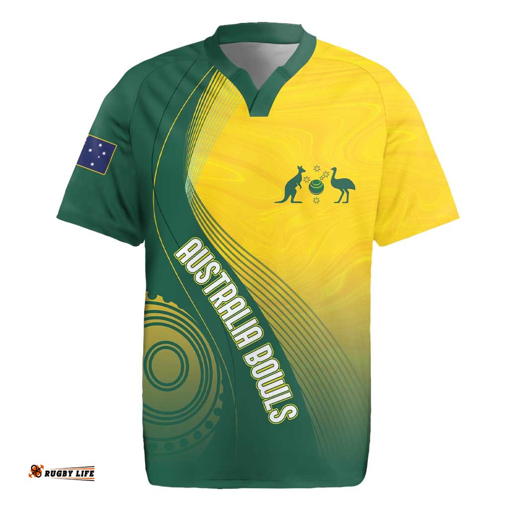 Australia Bowls Personalised Rugby Jersey Basic Marble Glaze - National Color LT7