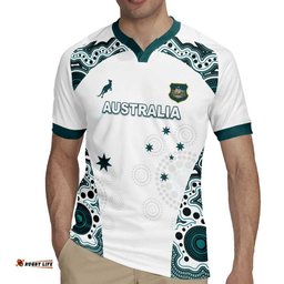 Custom Australia Rugby 2026 Rugby Jersey Go Wallabies Aboriginal Pattern White Version LT05