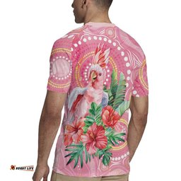 Breast Cancer Pink Cockatoo Rugby Jersey Australia Indigenous Watercolor Glaze LT7
