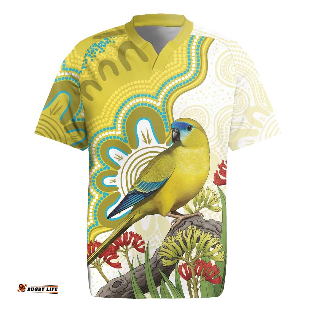 Australia Rock Parrot Rugby Jersey Kangaroo Paws Indigenous Art LT14