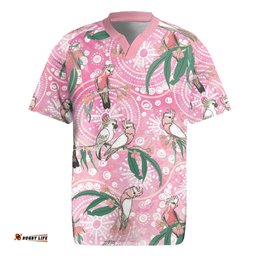 Australia Galah Aboriginal Rugby Jersey Breast Cancer Awareness LT7