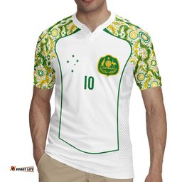 Custom Australia Football Rugby Jersey Aboriginal Pattern Sporty Style-White Color LT03