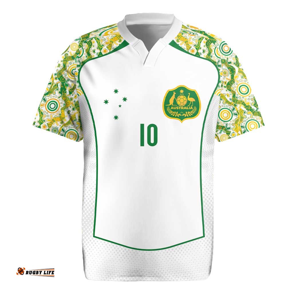 Custom Australia Football Rugby Jersey Aboriginal Pattern Sporty Style-White Color LT03