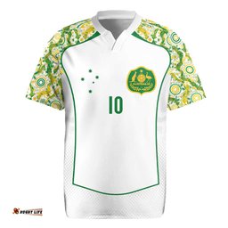 Custom Australia Football Rugby Jersey Aboriginal Pattern Sporty Style-White Color LT03