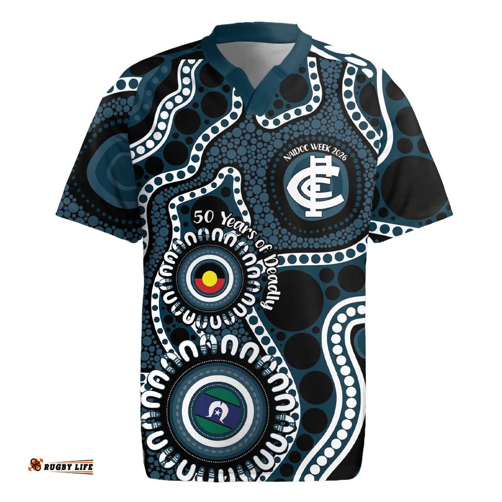Carlton NAIDOC Week 2026 Personalised Rugby Jersey 50 Years of Deadly Aboriginal Art LT14
