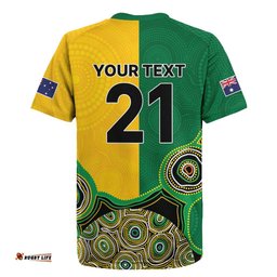 Custom Australia Cricket Spirit 2026 Rugby Jersey World T20 Edition - Aussie Color Aboriginal Motif LT9