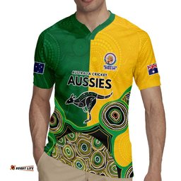 Custom Australia Cricket Spirit 2026 Rugby Jersey World T20 Edition - Aussie Color Aboriginal Motif LT9