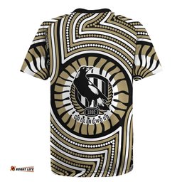 Collingwood Football Club Rugby Jersey Indigenous Monochrome Dot Art Mascot Style TS04