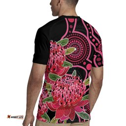 Australia Waratah Rugby Jersey Telopea Aussie Native Flowers Indigenous Art LT14