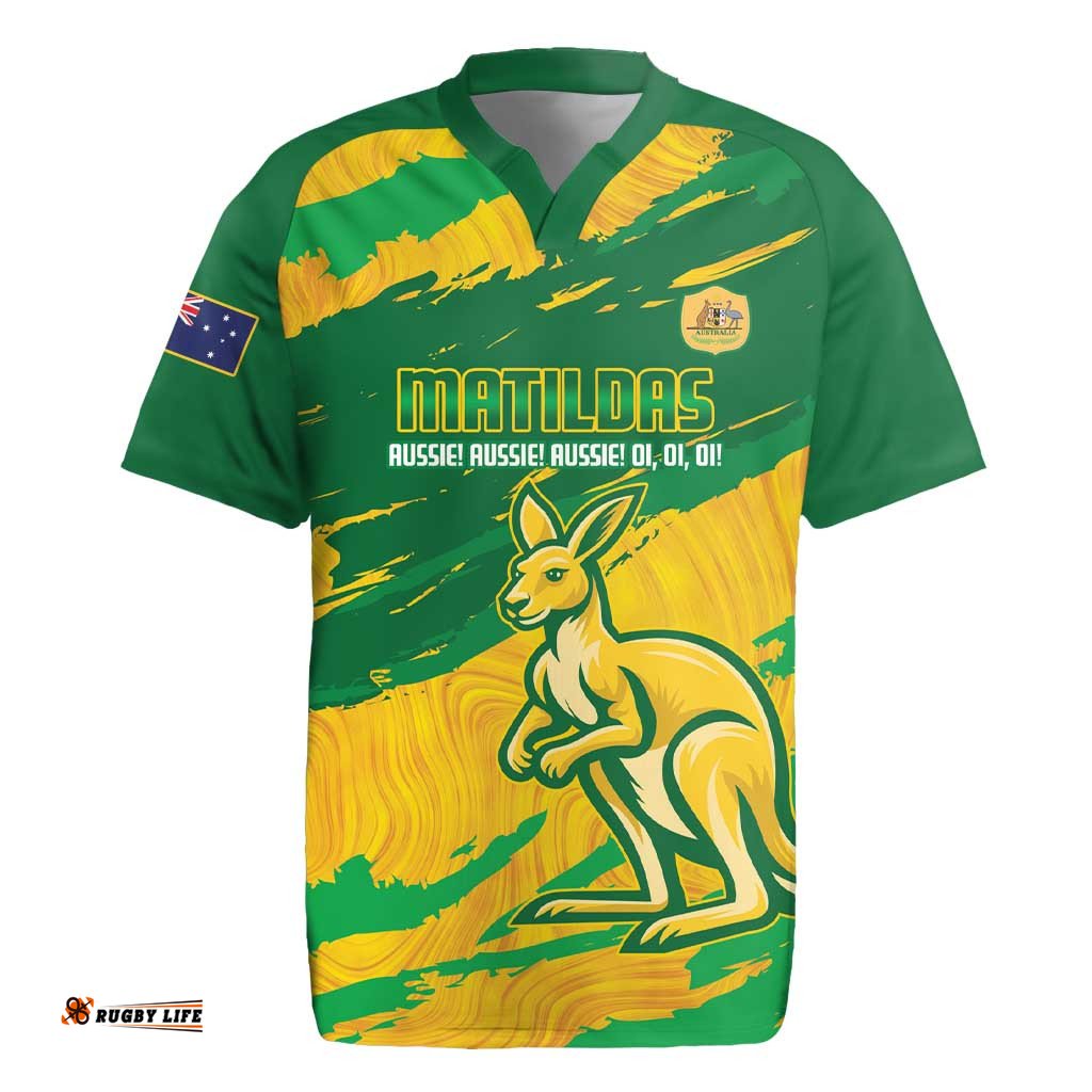 Custom Australia Soccer Rugby Jersey 2025 Go Matildas Marble Grunge Style LT14