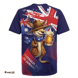 Australia Day Kangaroo Flag Rugby Jersey Aussie Aussie Aussie Oi Oi Oi LT9