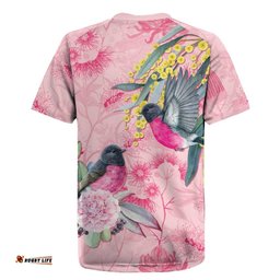 Birds and Floral Aussie Pink Robins Rugby Jersey Rosy Glow LT7
