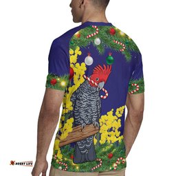 Australia Gang-gang Cockatoo Christmas Rugby Jersey Callocephalon Fimbriatum Golden Wattle Blue LT14