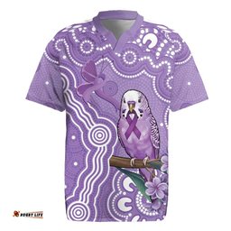 Australia Epilepsy Awareness Rugby Jersey Purple Budgerigar Plumeria Aboriginal LT14