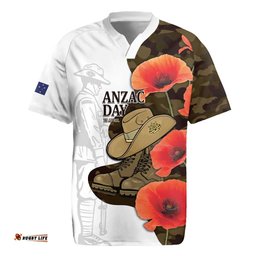 Australia ANZAC Day Rugby Jersey Boots And Slouch Hat Lest We Forget LT14