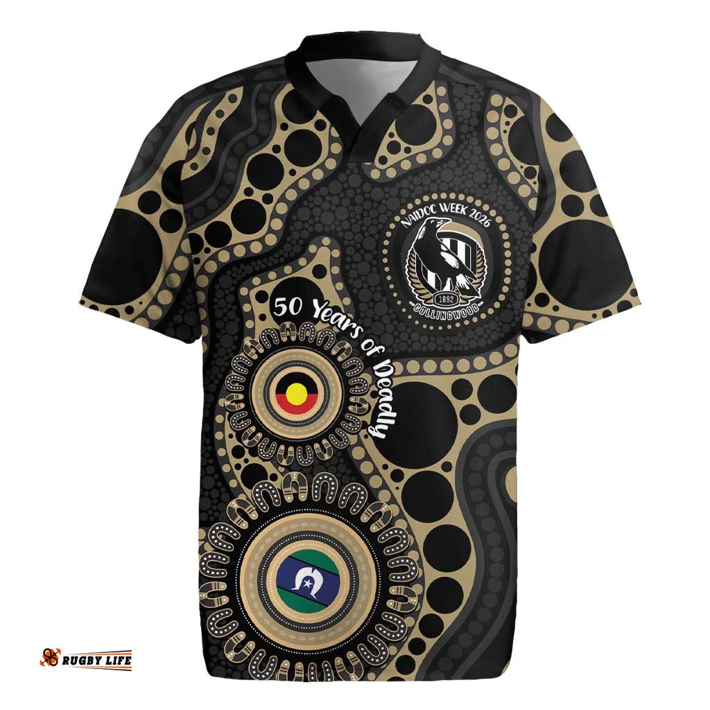 Collingwood NAIDOC Week 2026 Personalised Rugby Jersey 50 Years of Deadly Aboriginal Art LT14