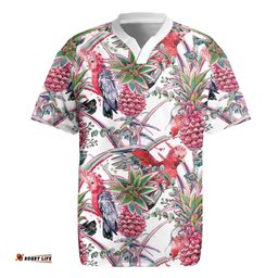 Australia Pink Galah Rugby Jersey Rose-breasted Cockatoo Pineapple Seamless Vibes LT14